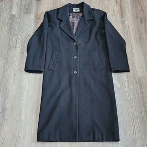 Outbrook Wool Jacket VTG Womens Sz 8 Black Long Full Length Trench Coat Ukraine